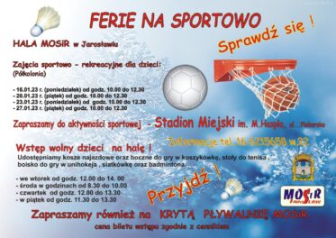 FERIE NA SPORTOWO – ZAPRASZAMY !!!